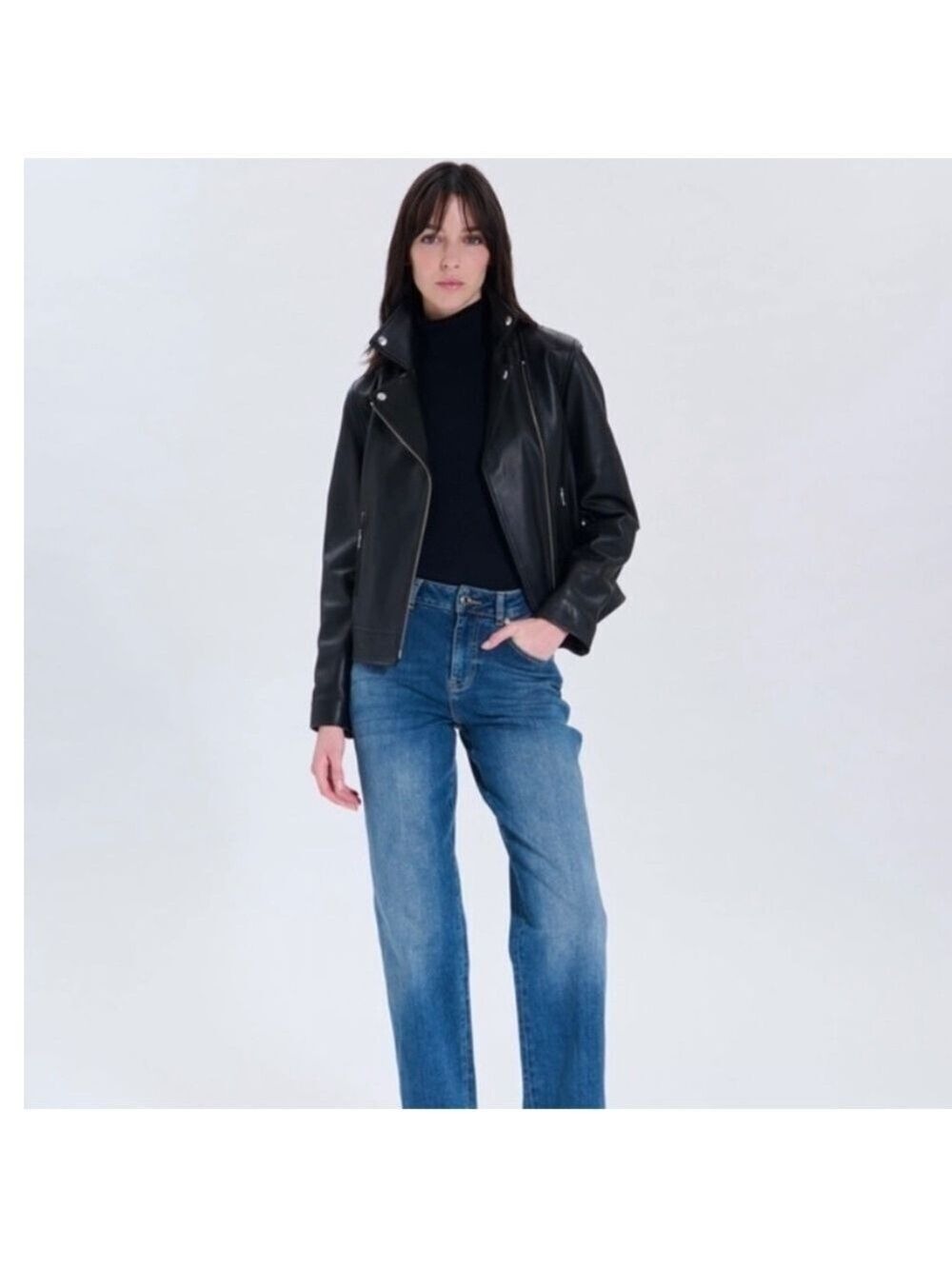 ZAPA PARIS Perfecto 100% Lamb Leather Grey Hancore Moto Jacket France Sz 36 US 4